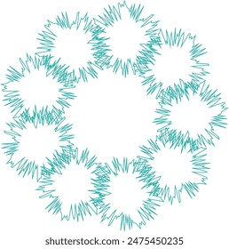An abstract transparent circular spiral line art pattern design element.