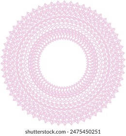 An abstract transparent circular spiral line art pattern design element.