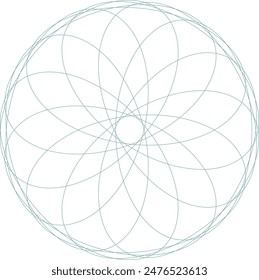 An abstract transparent circular spiral shape design element.