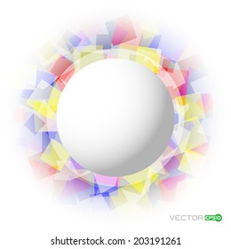 abstract transparent colored squares on a white background