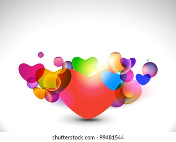 Abstract transparent colorful heart shapes, isolated on grey background. EPS 10.