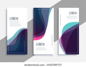 abstract transparent curve shapes banner design set