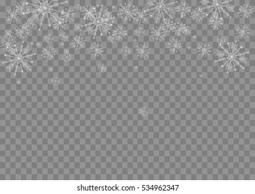 Abstract of transparent falling snowflakes on transparent Background