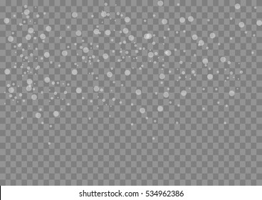 Abstract of transparent falling snowflakes on transparent Background