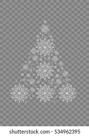 Abstract of transparent falling snowflakes on transparent Background