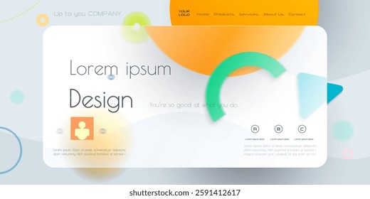 Abstract transparent glass. Element with blur geometric, circle shape, gradient color background. Modern vector design. Creative Glass morphism for business landing page, banner, poster template