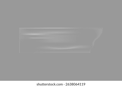 Abstract transparent glass panel on a gray background. Glass texture with smooth curves. Glass panel with a modern, sleek design. Perfect for contemporary decor. Sticker vector.