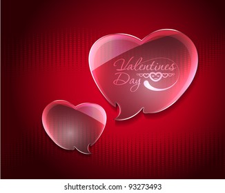Abstract transparent glass valentine hearts design.Vector illustration. Eps10