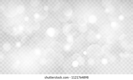 Abstract transparent light background with bokeh effects in gray colors. Transparency only in vector format