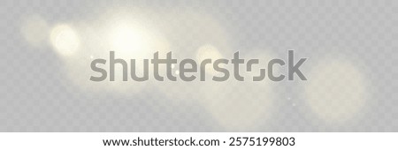 Abstract transparent light overlay with glowing bokeh, lens flares, and sparkling blurred circles on a checkered background.