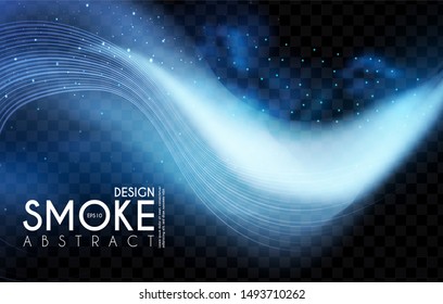 Abstract transparent light wave and smoke effect. Magic mist.