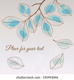 Abstract transparent linden leaf blue style with place for your text