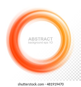 Abstract transparent orange swirl circle. Round frame or banner with place for your content. Eps 10 vector illustration with gradient mesh.