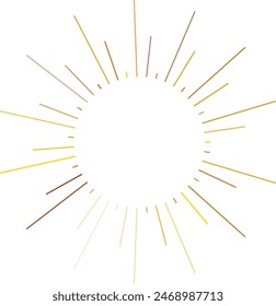 An abstract transparent retro golden art deco sunburst shape design element.