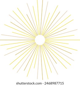 An abstract transparent retro golden art deco sunburst shape design element.