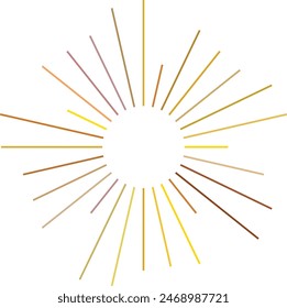 An abstract transparent retro golden art deco sunburst shape design element.