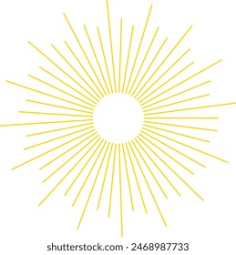 An abstract transparent retro golden art deco sunburst shape design element.