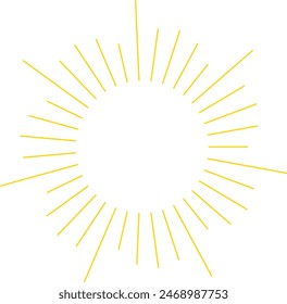 An abstract transparent retro golden art deco sunburst shape design element.