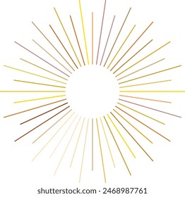 An abstract transparent retro golden art deco sunburst shape design element.