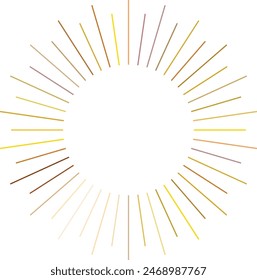An abstract transparent retro golden art deco sunburst shape design element.