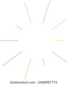 An abstract transparent retro golden art deco sunburst shape design element.