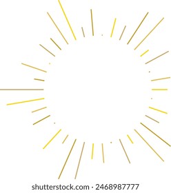 An abstract transparent retro golden art deco sunburst shape design element.