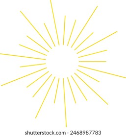 An abstract transparent retro golden art deco sunburst shape design element.