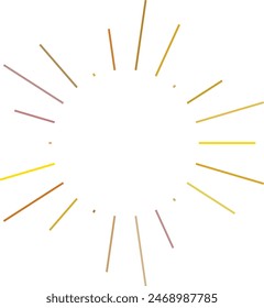An abstract transparent retro golden art deco sunburst shape design element.