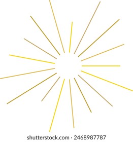 An abstract transparent retro golden art deco sunburst shape design element.