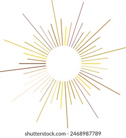 An abstract transparent retro golden art deco sunburst shape design element.