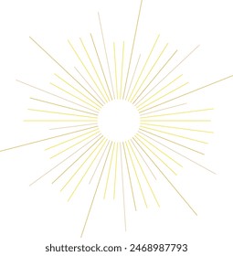An abstract transparent retro golden art deco sunburst shape design element.