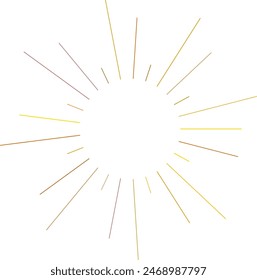 An abstract transparent retro golden art deco sunburst shape design element.
