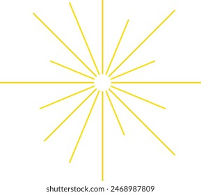 An abstract transparent retro golden art deco sunburst shape design element.