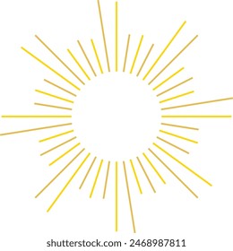 An abstract transparent retro golden art deco sunburst shape design element.