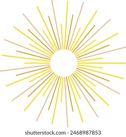 An abstract transparent retro golden art deco sunburst shape design element.