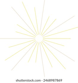 An abstract transparent retro golden art deco sunburst shape design element.
