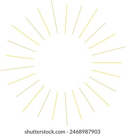 An abstract transparent retro golden art deco sunburst shape design element.