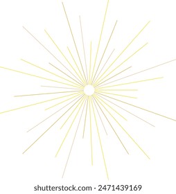 An abstract transparent retro golden art deco sunburst shape design element.