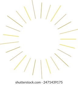 An abstract transparent retro golden art deco sunburst shape design element.