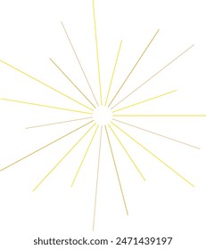 An abstract transparent retro golden art deco sunburst shape design element.