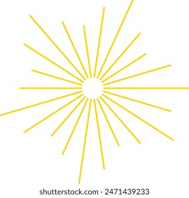 An abstract transparent retro golden art deco sunburst shape design element.