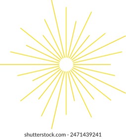 An abstract transparent retro golden art deco sunburst shape design element.