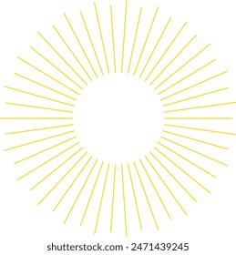 An abstract transparent retro golden art deco sunburst shape design element.