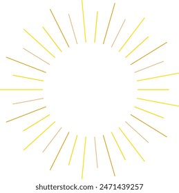 An abstract transparent retro golden art deco sunburst shape design element.