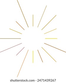 An abstract transparent retro golden art deco sunburst shape design element.