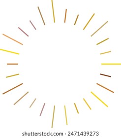 An abstract transparent retro golden art deco sunburst shape design element.
