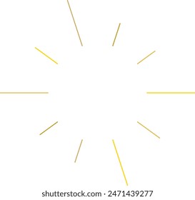 An abstract transparent retro golden art deco sunburst shape design element.