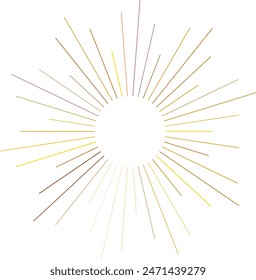 An abstract transparent retro golden art deco sunburst shape design element.