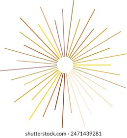 An abstract transparent retro golden art deco sunburst shape design element.