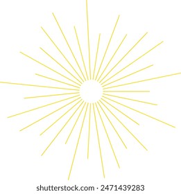 An abstract transparent retro golden art deco sunburst shape design element.